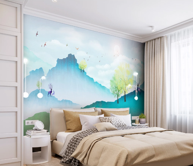 3D Blue Mountain WC1296 Wall Murals