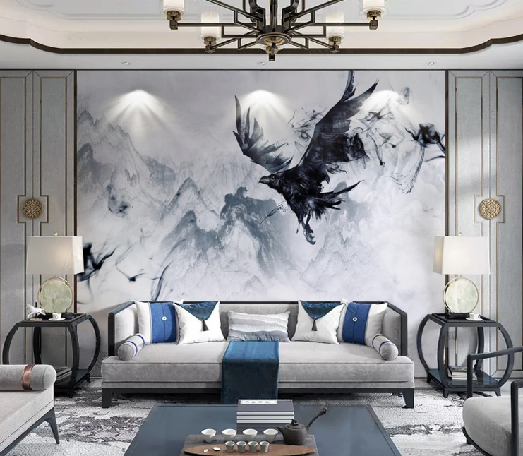 3D Black Eagle WC2351 Wall Murals
