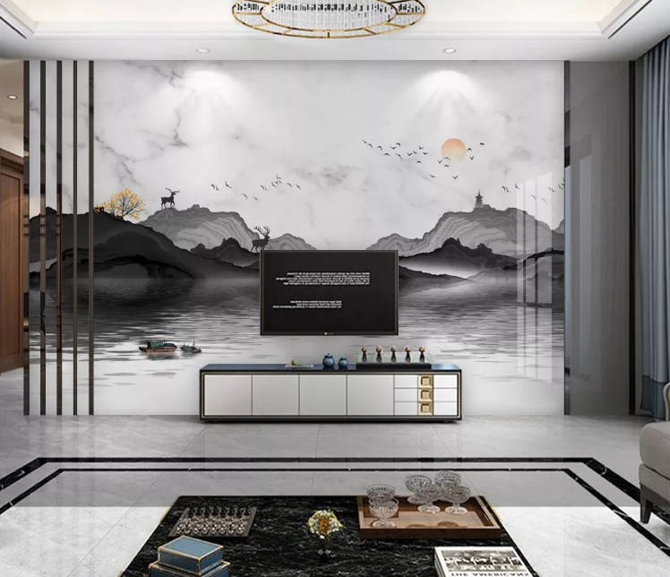 3D Black Hillside WC2296 Wall Murals