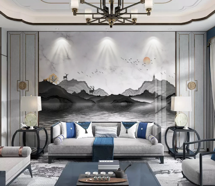 3D Black Hillside WC2296 Wall Murals