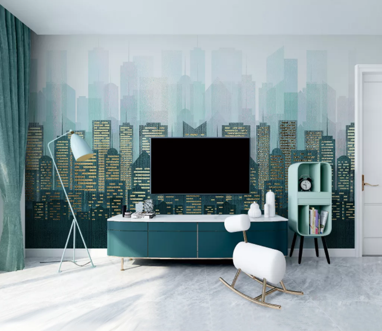 3D Golden City WC2197 Wall Murals