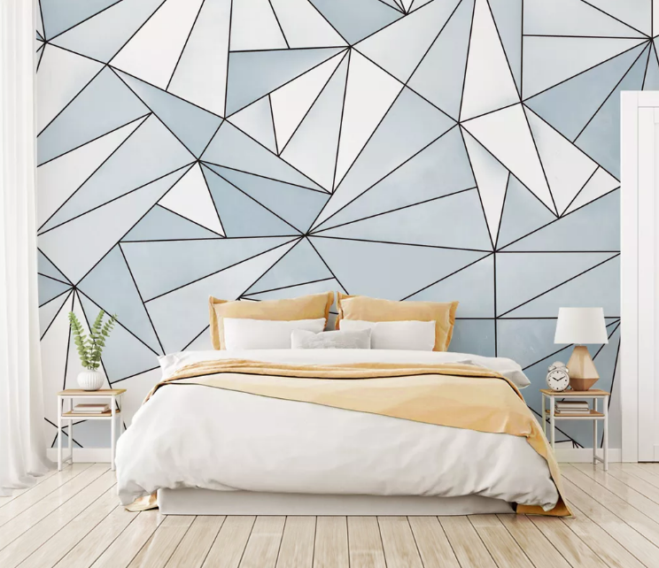 3D White Triangle WC2091 Wall Murals