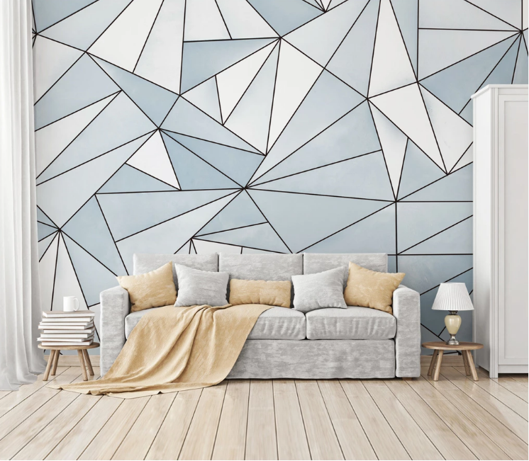 3D White Triangle WC2091 Wall Murals