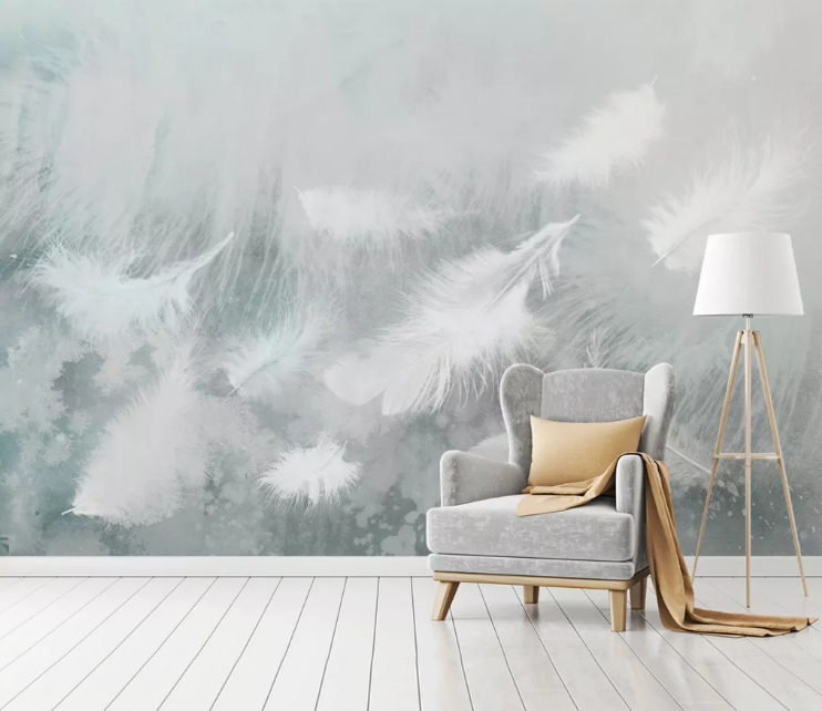 3D White Fluff WC1904 Wall Murals