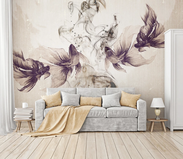 3D Goldfish Ink WC1880 Wall Murals