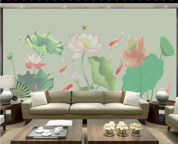 3D Goldfish Dragonfly WC2479 Wall Murals