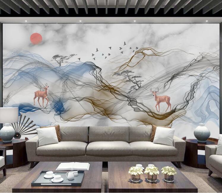 3D Pink Deer WC2273 Wall Murals