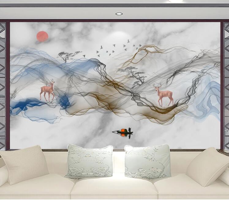 3D Pink Deer WC2273 Wall Murals