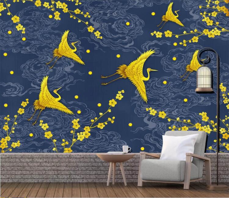 3D Yellow Crane WC2463 Wall Murals