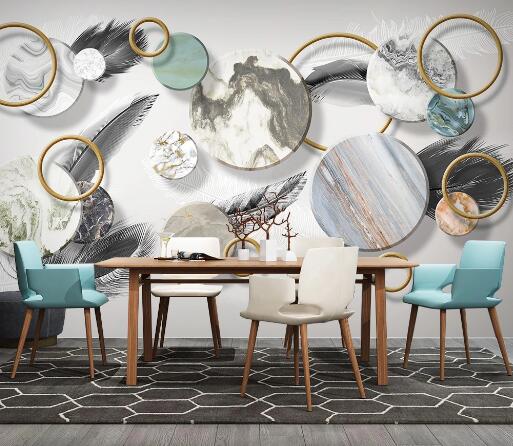 3D Black Feather WC1805 Wall Murals