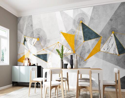 3D Yellow Triangle WC1790 Wall Murals