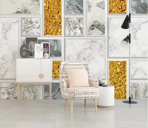3D Golden Brick WC1761 Wall Murals
