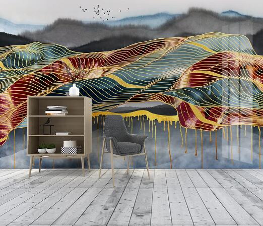 3D Black Mountain WC1734 Wall Murals