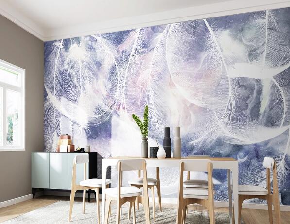 3D White Feather WC1639 Wall Murals