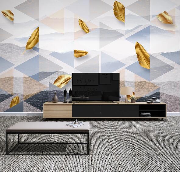 3D Golden Feather WC1638 Wall Murals