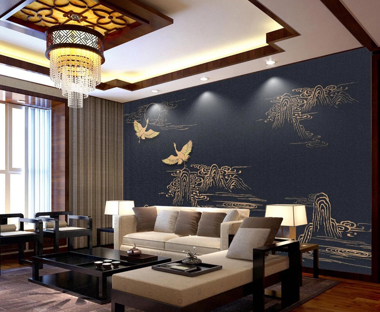3D Yellow Crane WC403 Wall Murals