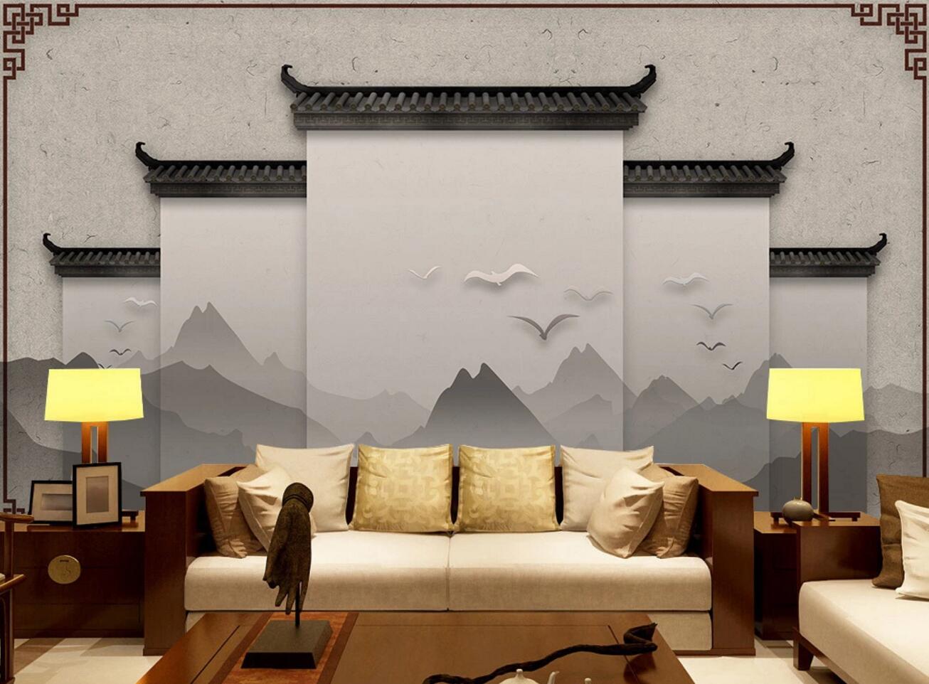 3D Roof Pattern WC402 Wall Murals