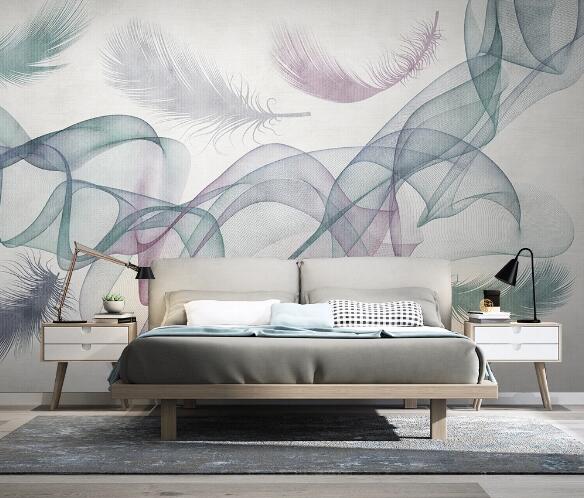 3D Blue Feather WC1301 Wall Murals