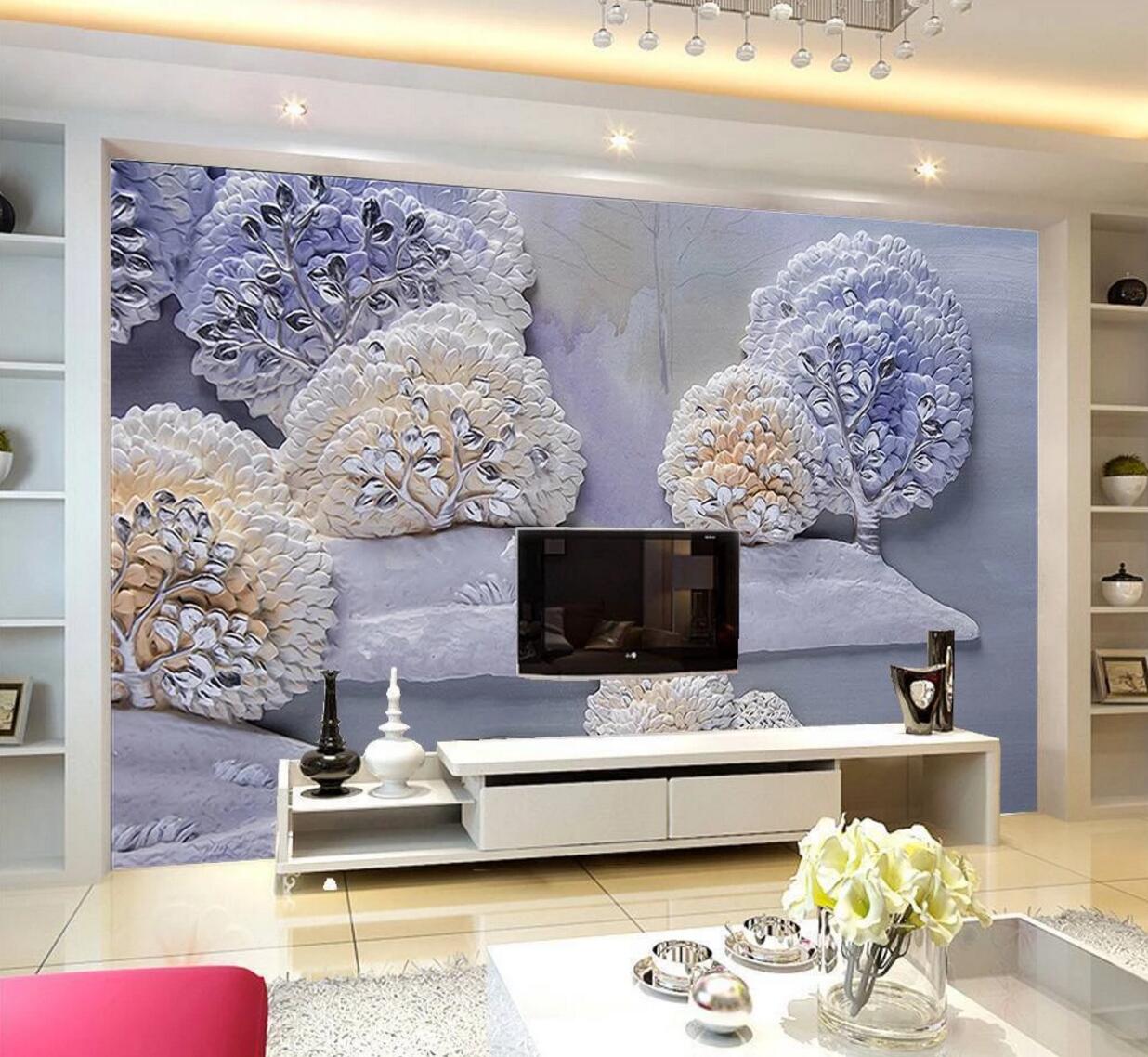 3D Purple Tree WC840 Wall Murals