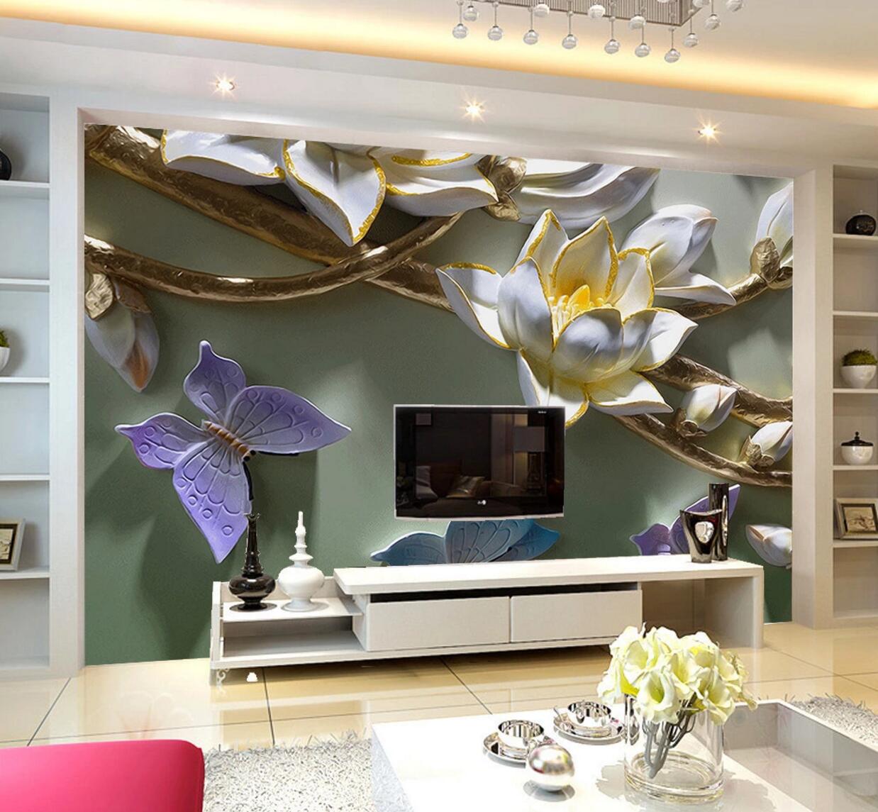 3D Embossed Butterfly WC694 Wall Murals