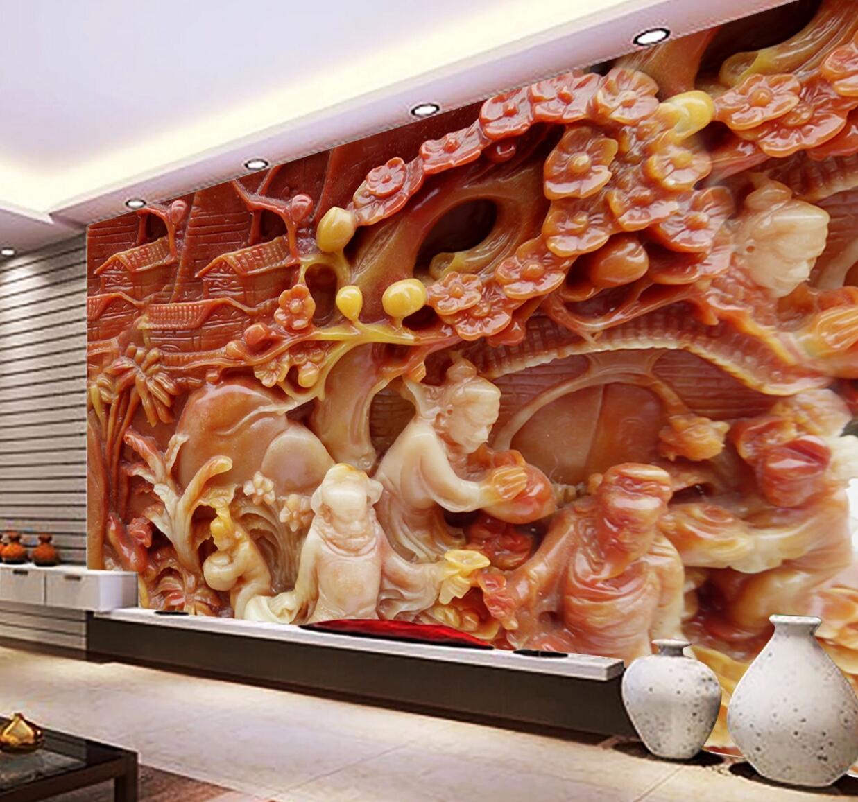 3D Jade Statue WC681 Wall Murals