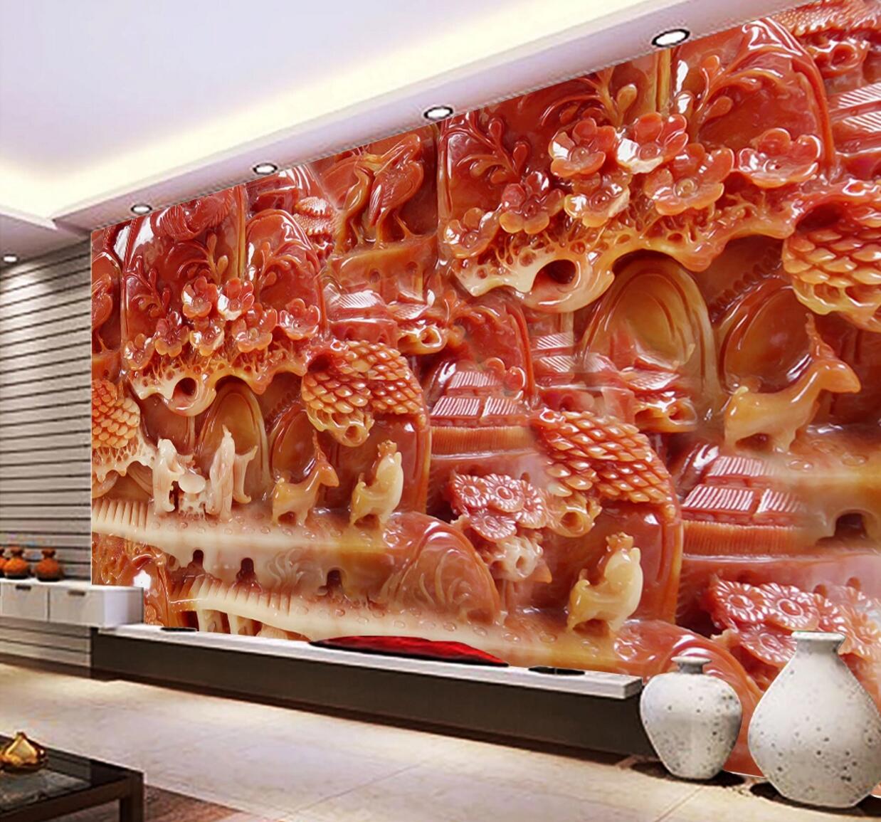 3D Ruby Carving WC679 Wall Murals
