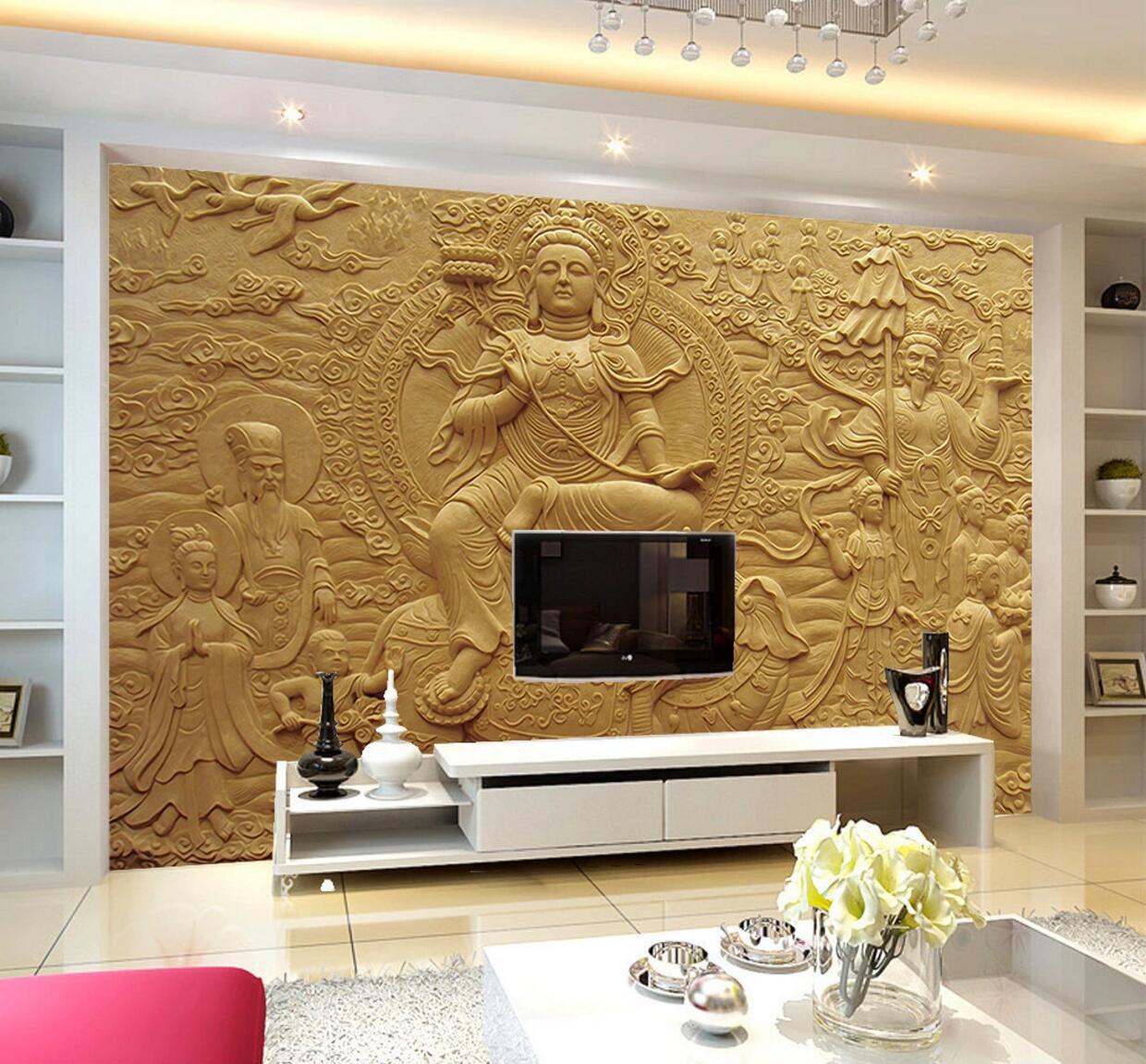 3D Carving Buddha WC604 Wall Murals