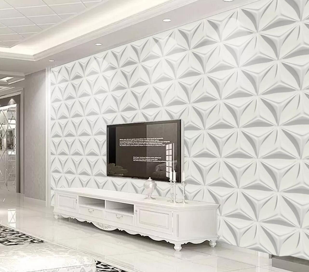 3D White Triangle Wall WC2096 Wall Murals