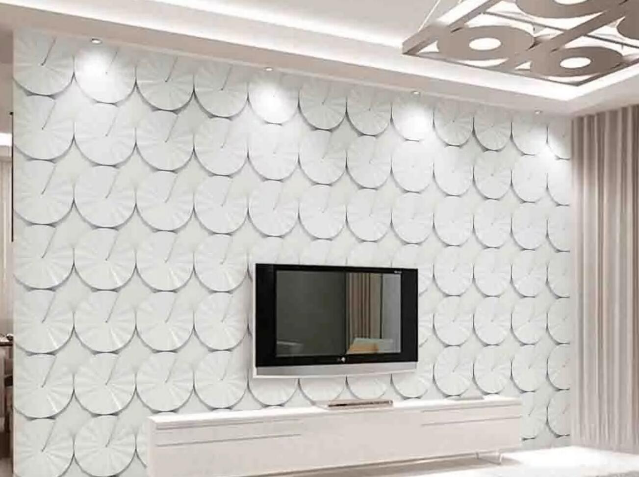3D White Round WC2095 Wall Murals