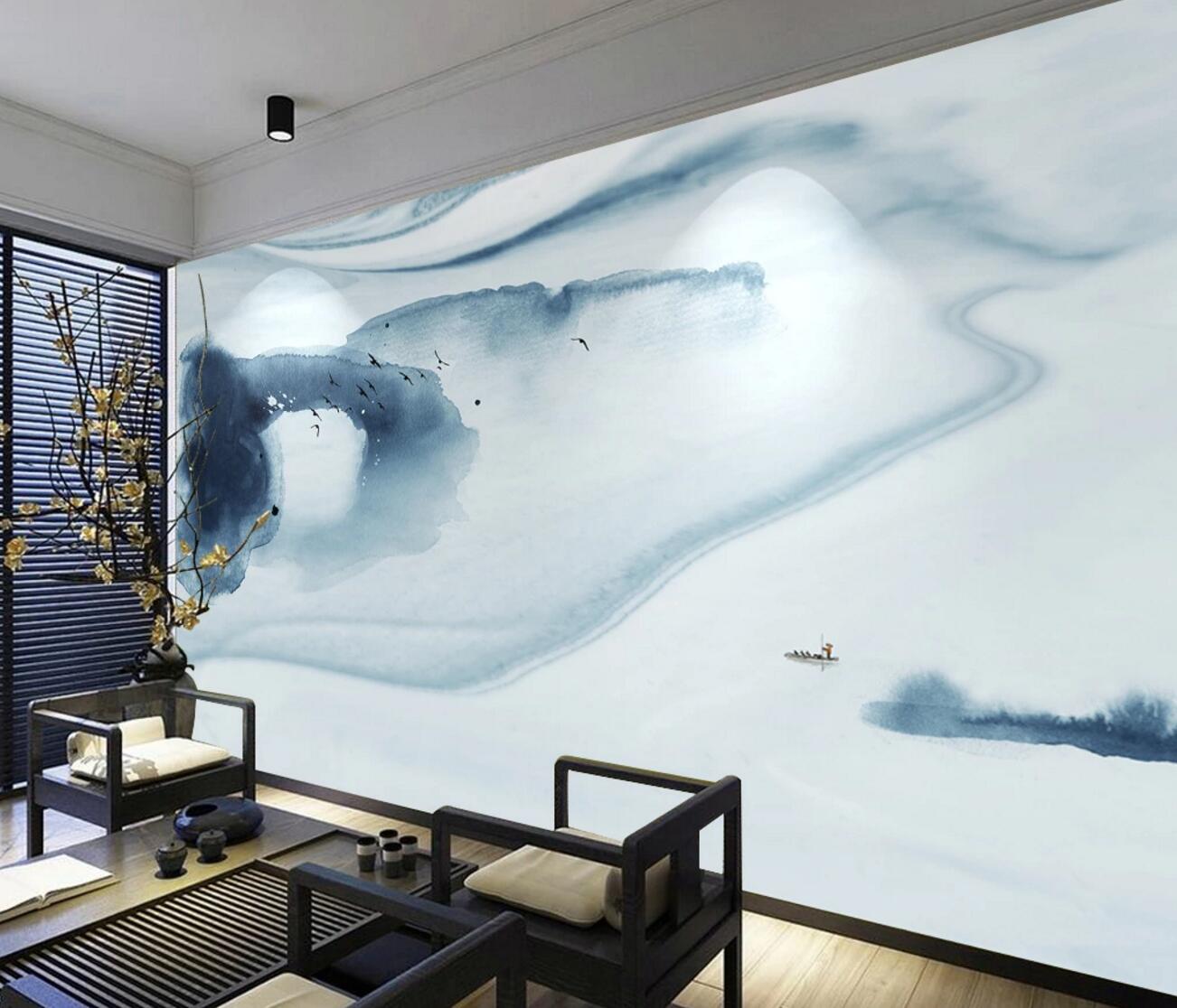 3D Blue Ink WC1141 Wall Murals
