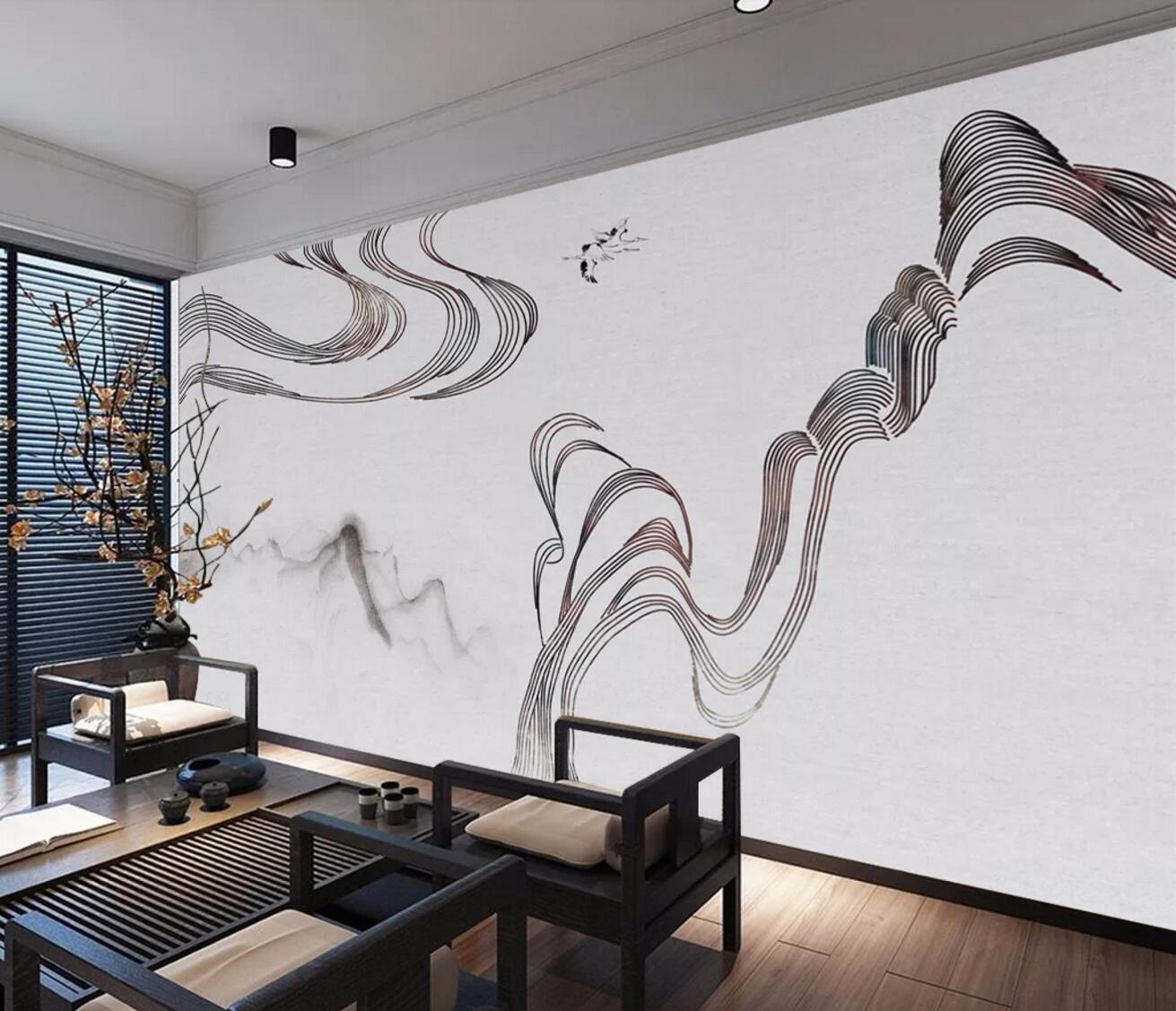 3D Flying Crane WC674 Wall Murals