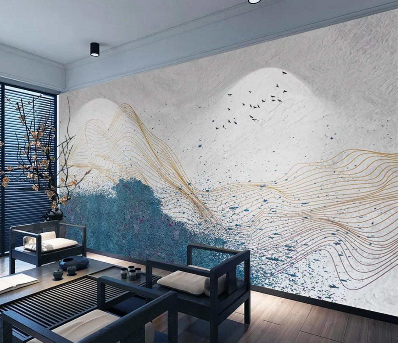 3D Blue Pattern WC538 Wall Murals