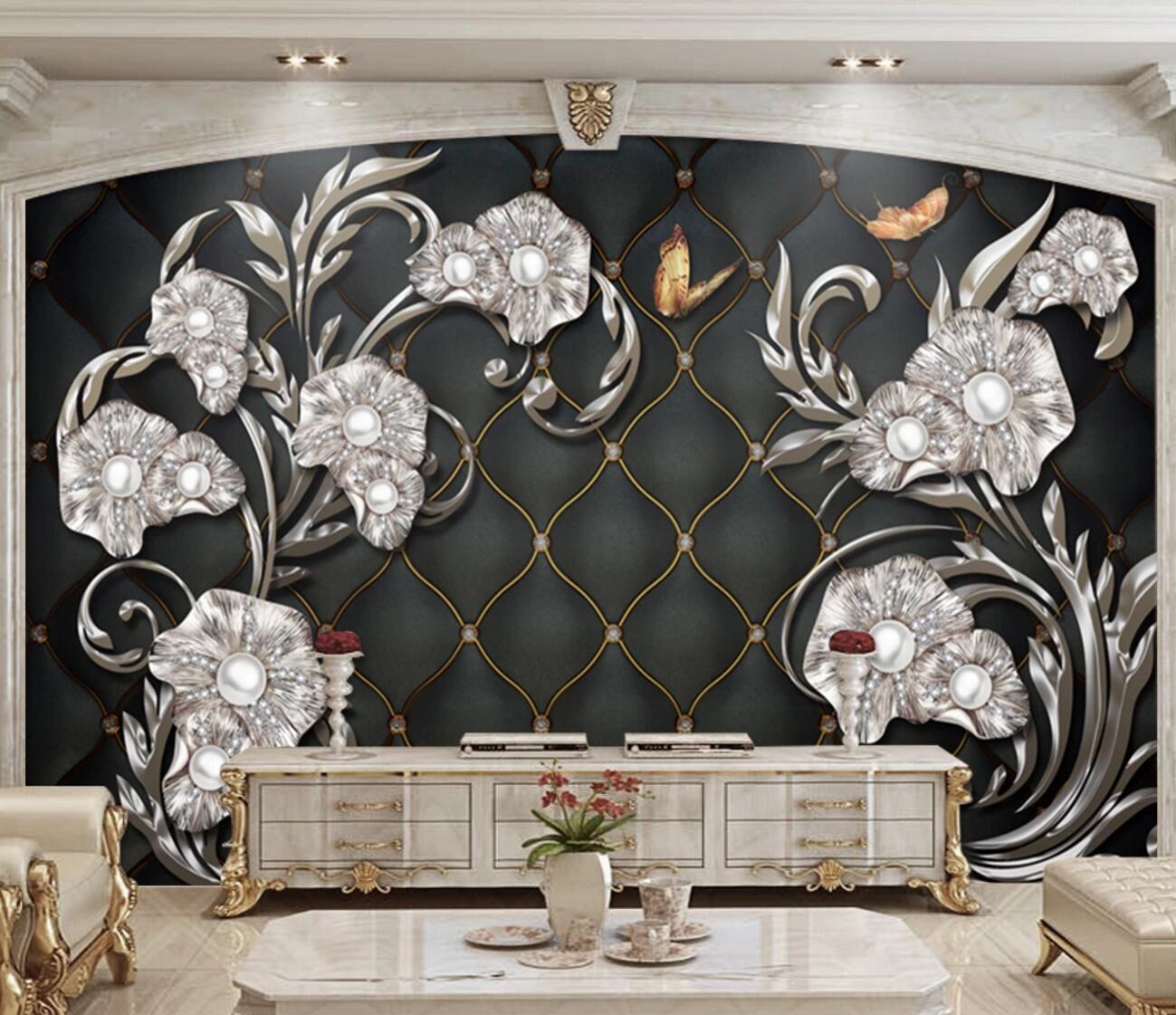 3D Pearl Flower WC351 Wall Murals