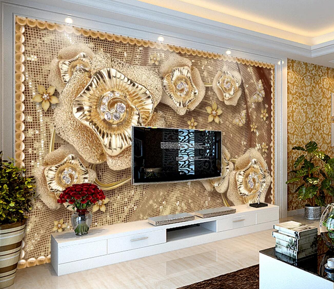 3D Gold Brooch WC322 Wall Murals