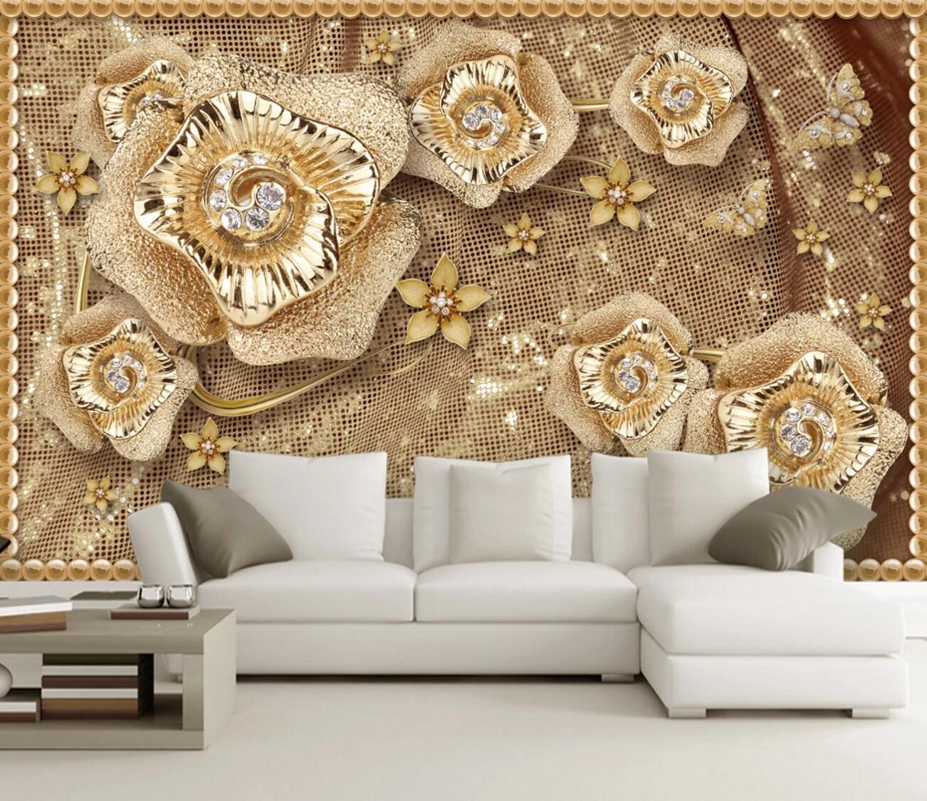 3D Gold Brooch WC322 Wall Murals