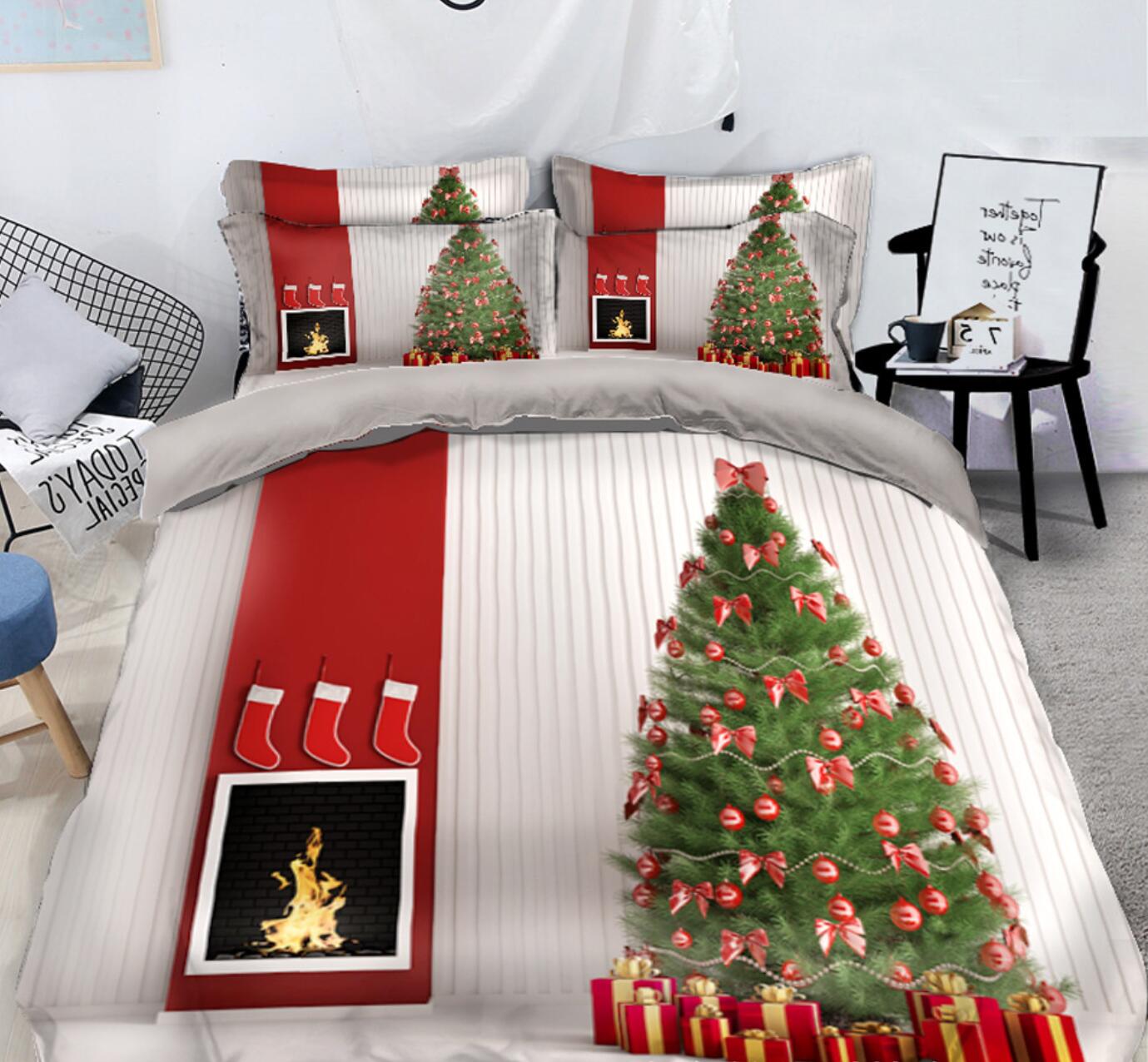 3D Tree Socks 31151 Christmas Quilt Duvet Cover Xmas Bed Pillowcases