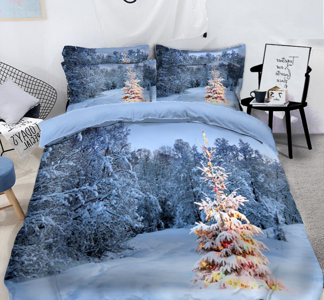3D Snowfield Forest 31154 Christmas Quilt Duvet Cover Xmas Bed Pillowcases