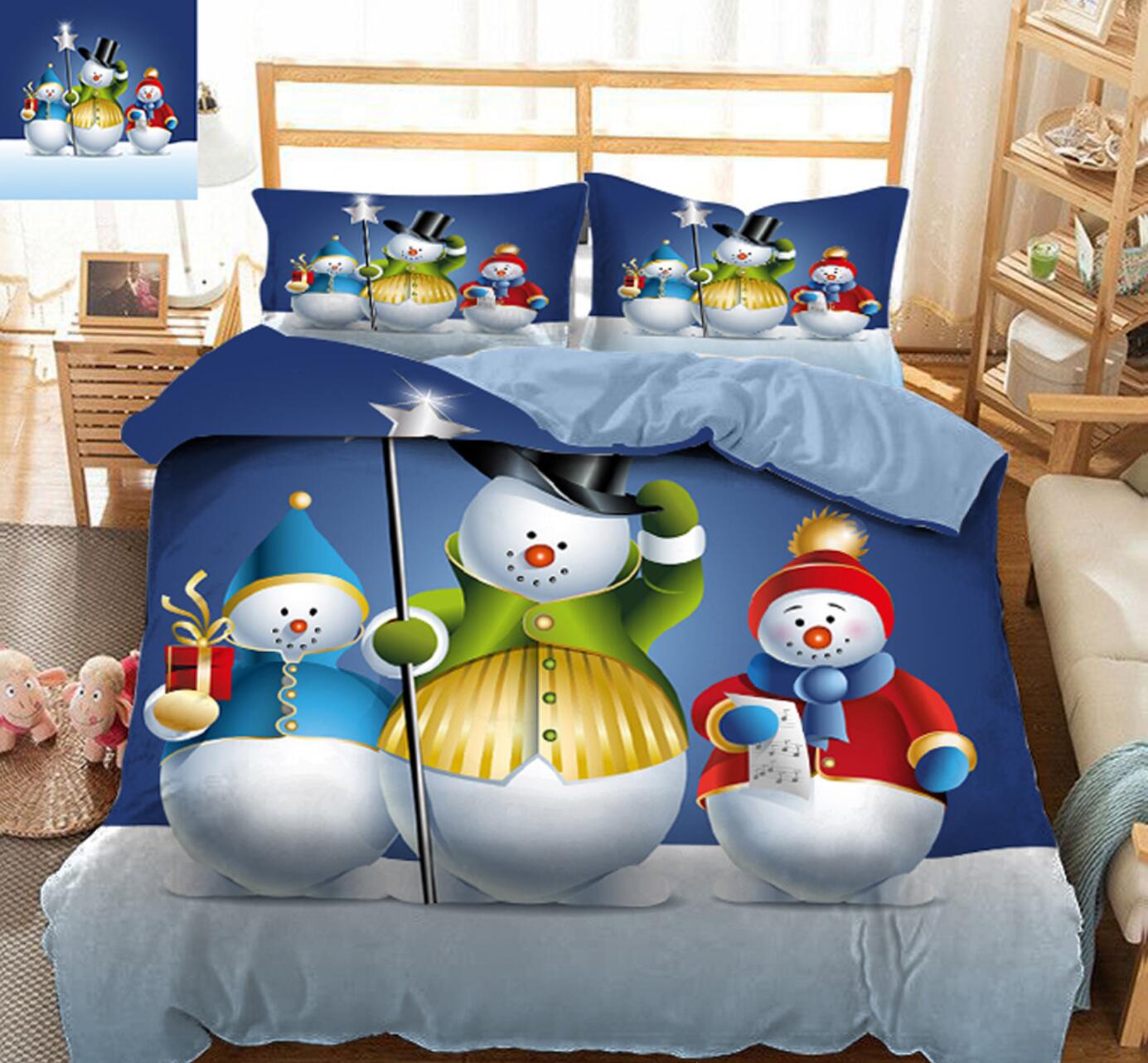 3D Snowman 31157 Christmas Quilt Duvet Cover Xmas Bed Pillowcases
