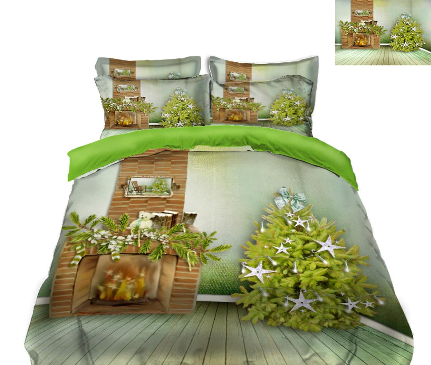 3D Green Tree 31159 Christmas Quilt Duvet Cover Xmas Bed Pillowcases