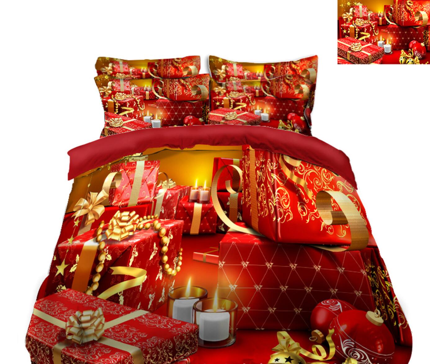 3D Red Gift Box 31163 Christmas Quilt Duvet Cover Xmas Bed Pillowcases