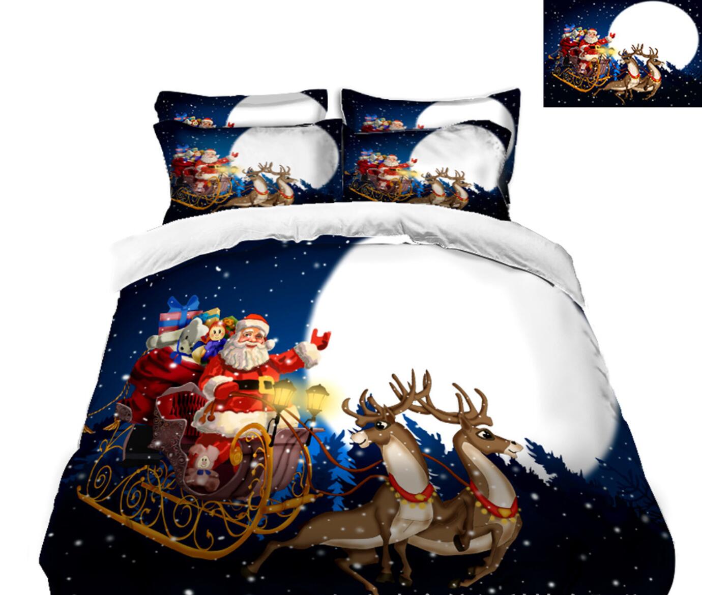 3D Santa Sleigh Deer 31180 Christmas Quilt Duvet Cover Xmas Bed Pillowcases