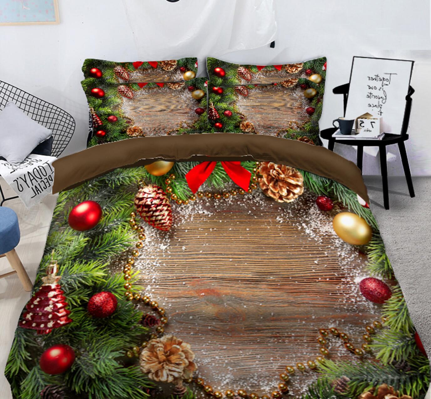 3D Branch Circle 31190 Christmas Quilt Duvet Cover Xmas Bed Pillowcases