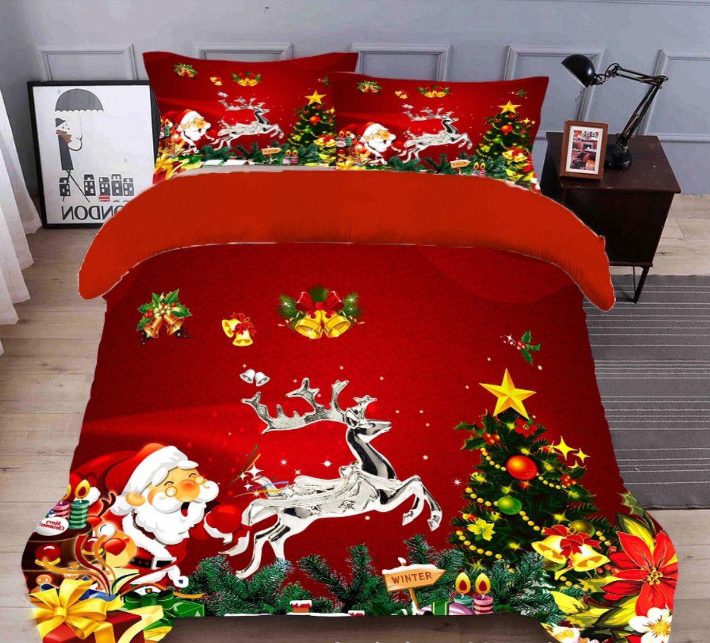 3D Santa Tree Deer 31216 Christmas Quilt Duvet Cover Xmas Bed Pillowcases