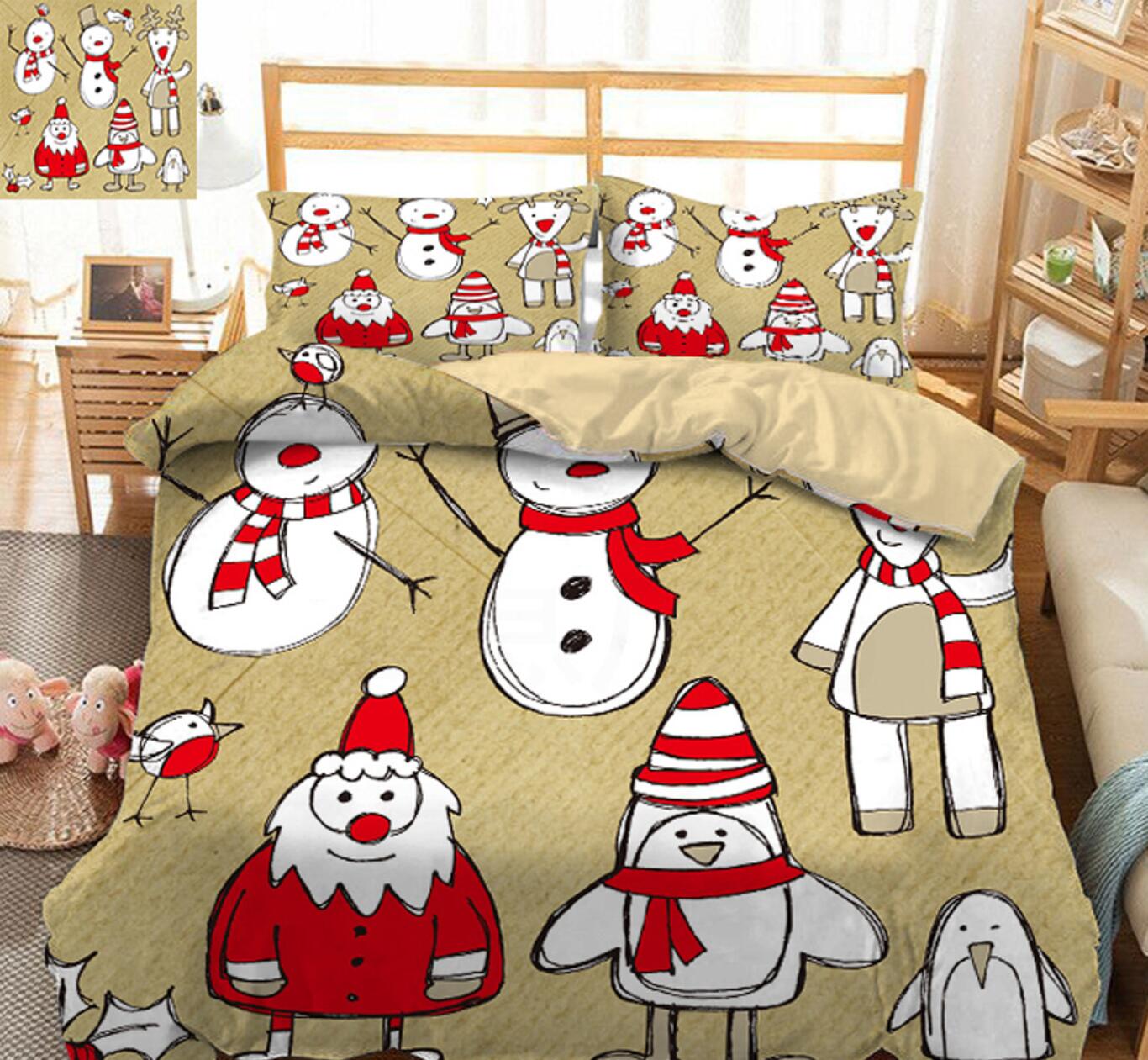 3D Santa Snowman 32005 Christmas Quilt Duvet Cover Xmas Bed Pillowcases