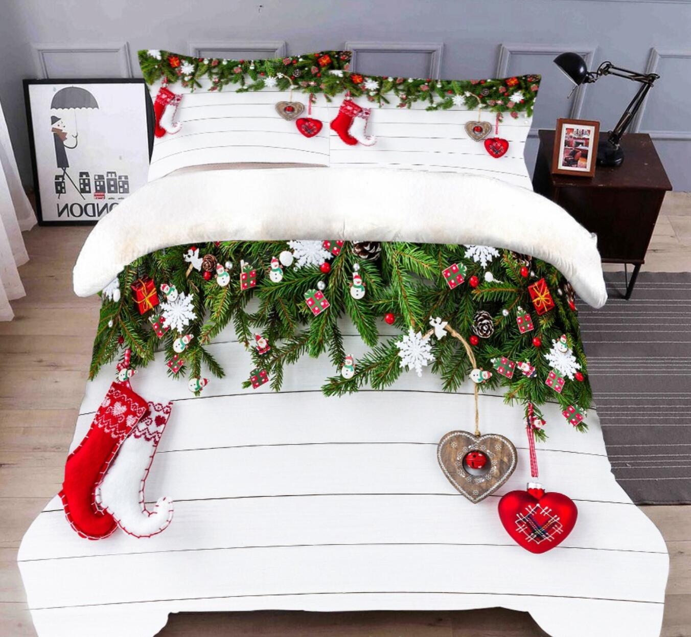 3D Twig Socks 32016 Christmas Quilt Duvet Cover Xmas Bed Pillowcases