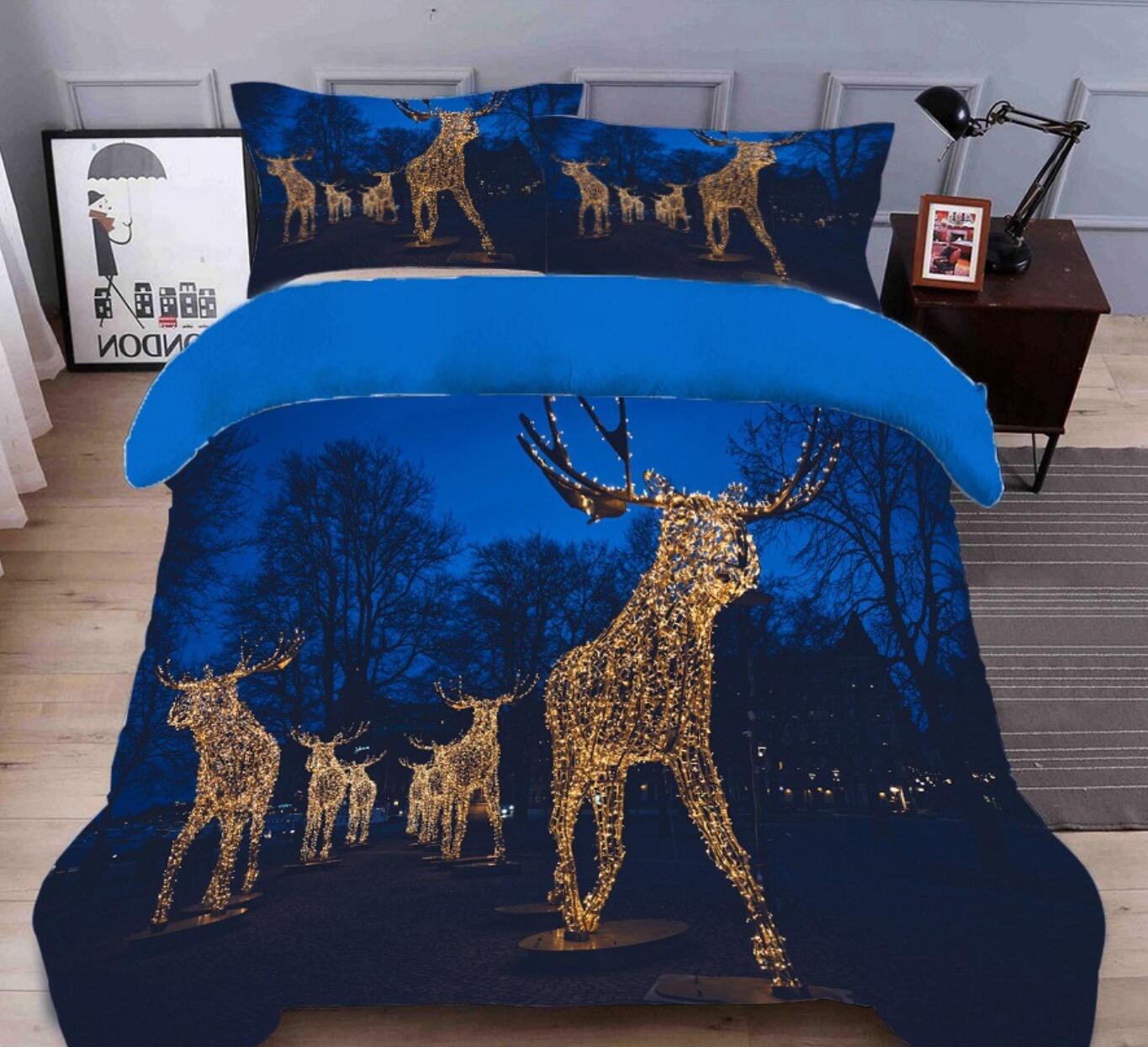 3D Deer 32042 Christmas Quilt Duvet Cover Xmas Bed Pillowcases