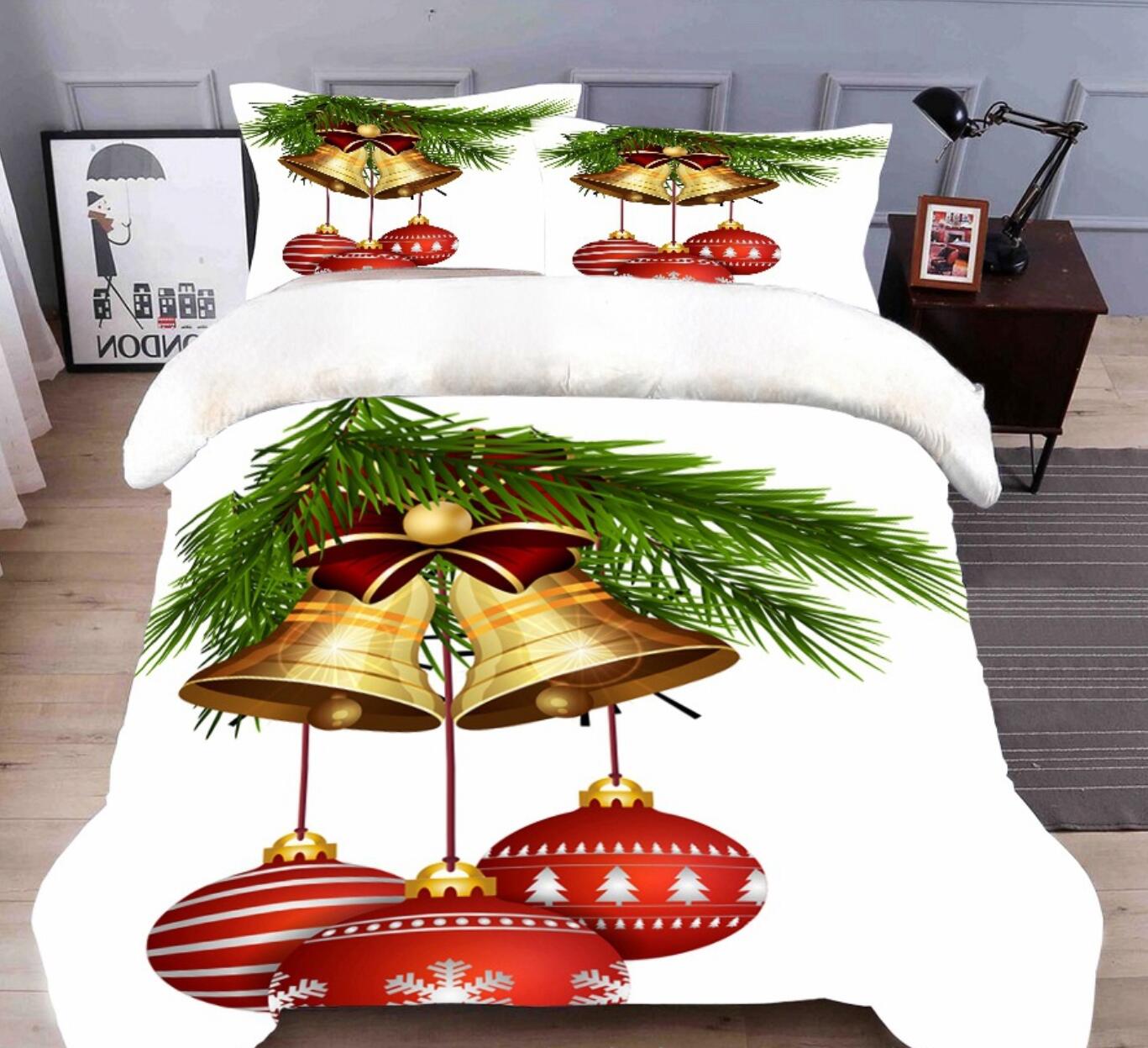 3D Bells 32045 Christmas Quilt Duvet Cover Xmas Bed Pillowcases
