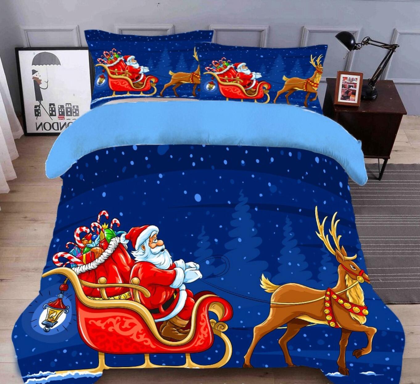 3D Santa Sleigh Deer 32053 Christmas Quilt Duvet Cover Xmas Bed Pillowcases