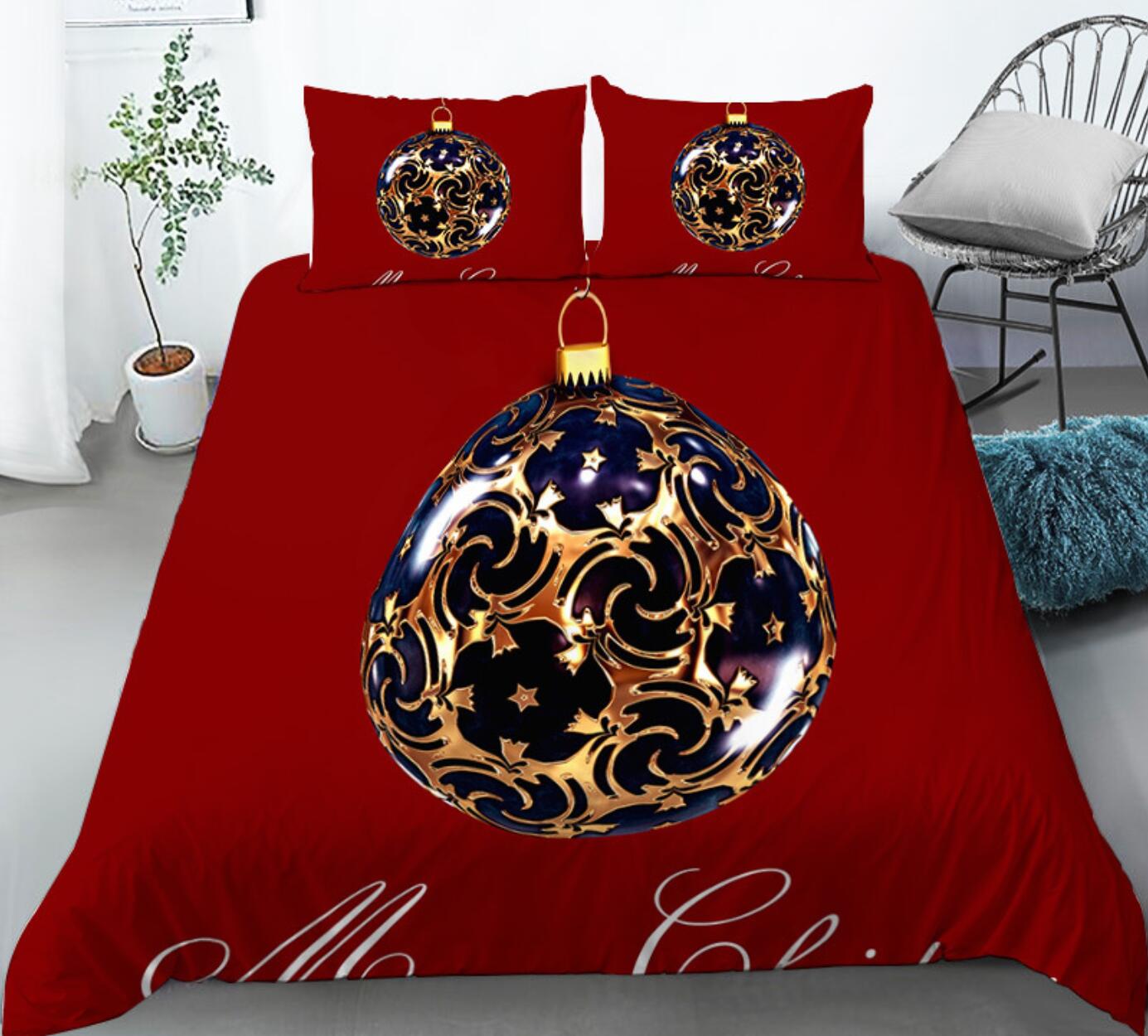 3D Golden Ball 32100 Christmas Quilt Duvet Cover Xmas Bed Pillowcases