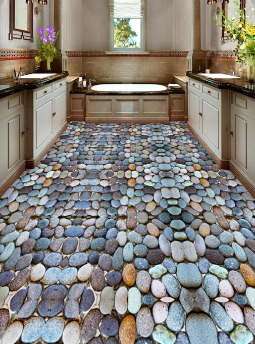 3D Stones Pattern Floor Mural Wallpaper AJ Wallpaper 2